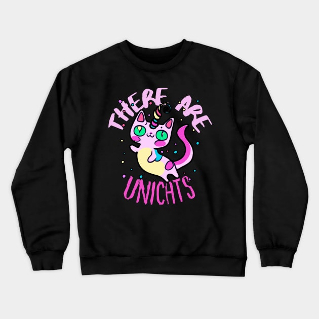 Cute Crazy Psycedelic Unicorn Cat Chimaera Artwork Crewneck Sweatshirt by maxdax